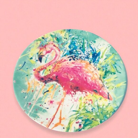 Melamine Flamingo Dessert Plates 9 inch (Set of 2) - Picture 2 of 3
